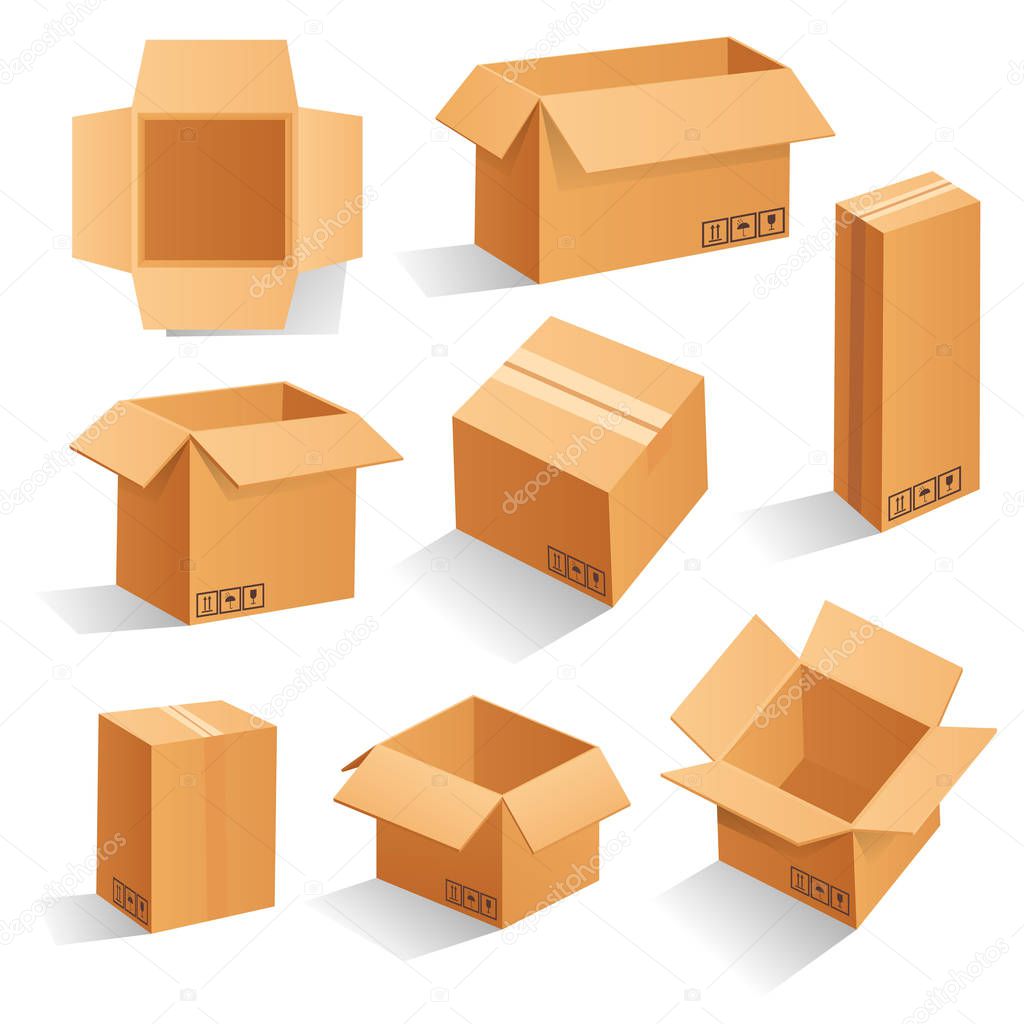 Cardboard box mockup set