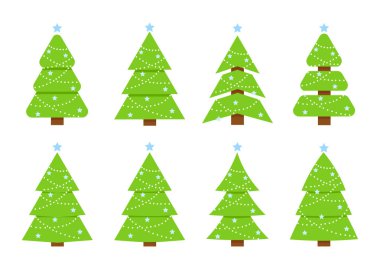 Noel ağaçlarının kış koleksiyonu.