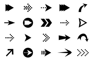 Siyah vektör okları kümesi.