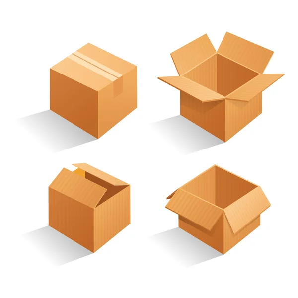 Set mockup scatola di cartone — Vettoriale Stock