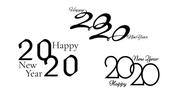 一套2020年快乐新年的标志. — 图库矢量图片