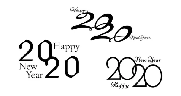 Conjunto de 2020 feliz año nuevo signos . — Vector de stock