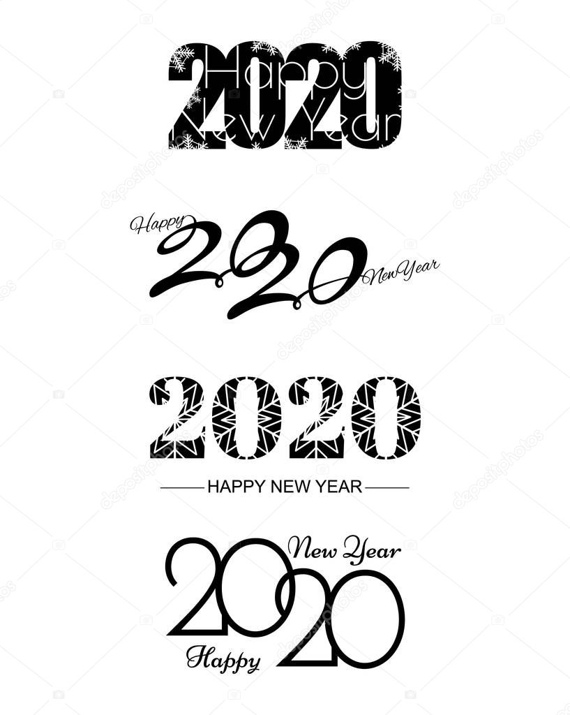 Set of 2020 happy new year signs.