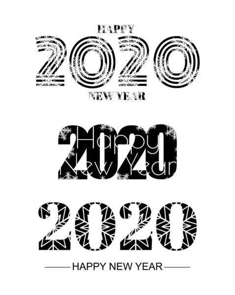 一套2020年快乐新年的标志. — 图库矢量图片