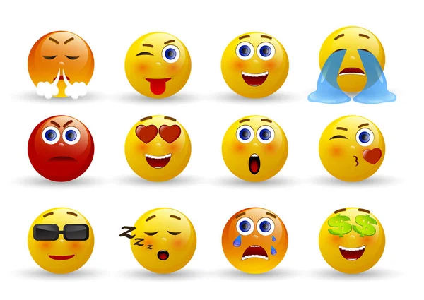 Conjunto de Emoticonos. Conjunto de Emoji . — Archivo Imágenes Vectoriales