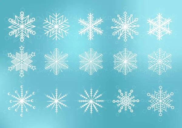 Mignon collection de flocons de neige illustration vectorielle — Image vectorielle