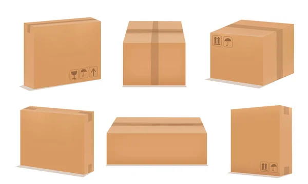 Набор пустых коробок для упаковки картона — стоковый вектор