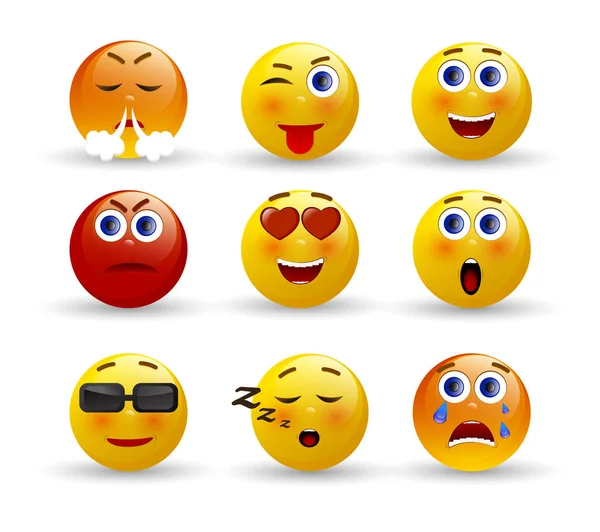 Sor hangulatjelek. Emoji csoportja. — Stock Vector