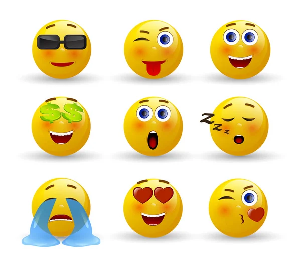 Uppsättning av uttryckssymboler. Uppsättning av Emoji. — Stock vektor