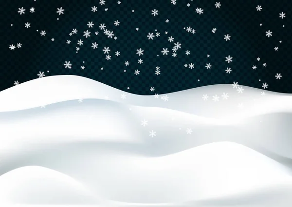 Сніговий пейзаж ізольований на темно прозорому — стоковий вектор