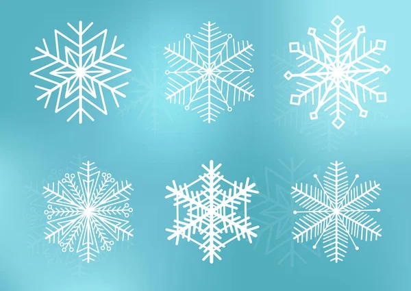 Lindo copos de nieve colección vector ilustración — Vector de stock