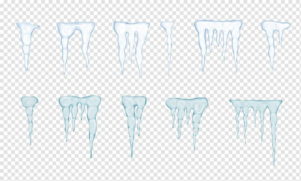 Set di ghiaccioli azzurri traslucidi — Vettoriale Stock
