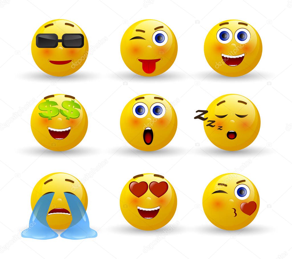Set of Emoticons. Set of Emoji. 