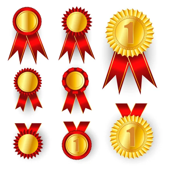 Conjunto de ouro, prata e bronze prêmio —  Vetores de Stock