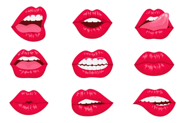 Donna labbra rosse — Vettoriale Stock