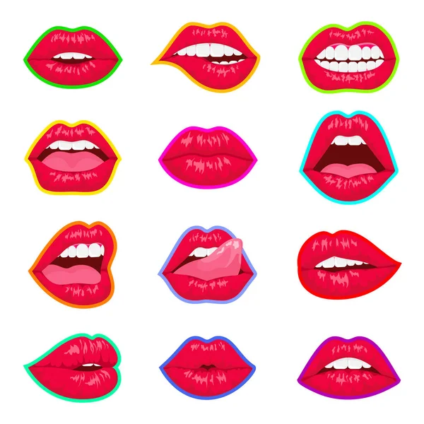 Frau rote Lippen — Stockvektor