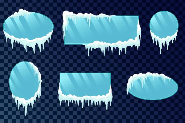 Marcos con nieve y hielo — Vector de stock