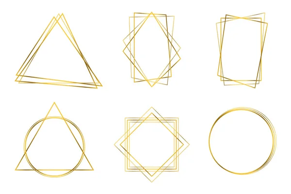 Geometrische polyeder. Goud frame — Stockvector