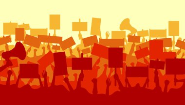 Protesto pankartları tutan insanlar