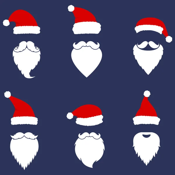 Chapéu e barba de santa claus —  Vetores de Stock