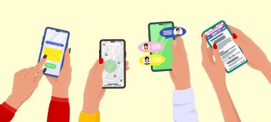 Telefonları olan eller.