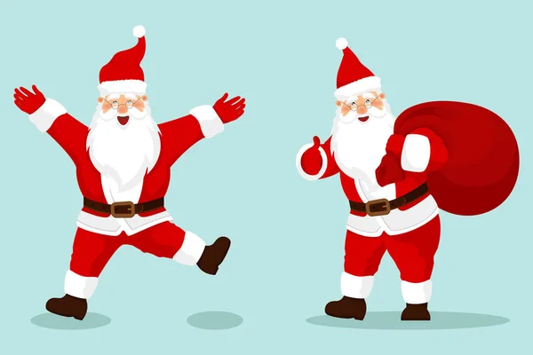 Set di carino Babbo Natale. — Vettoriale Stock
