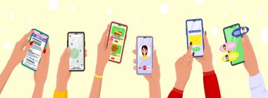 Telefonları olan eller.