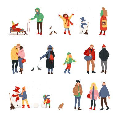 İnsanlar kışın üstündedir.