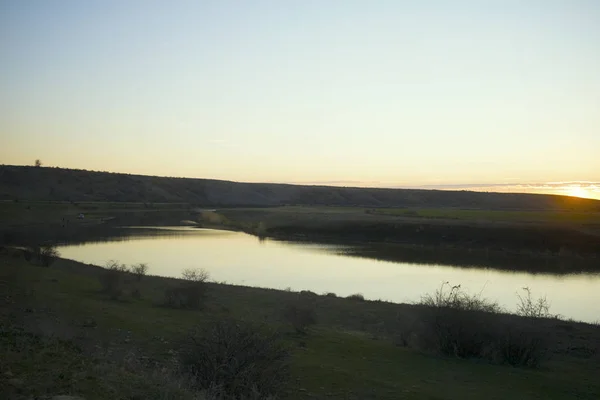 Little Calm Steppe River — Stock Photo, Image