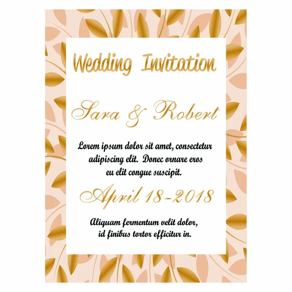 Tarjeta de invitación de boda — Vector de stock