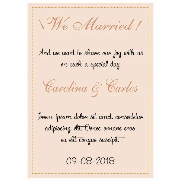 Tarjeta de invitación de boda — Vector de stock