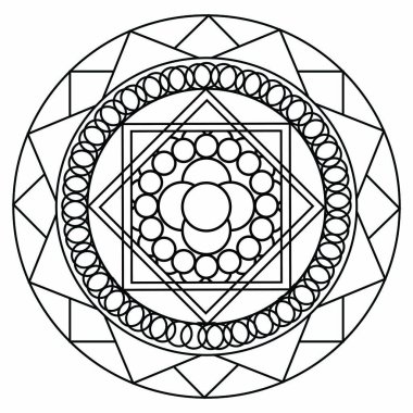 Beyaz bir arka plan üzerinde soyut şirin mandala