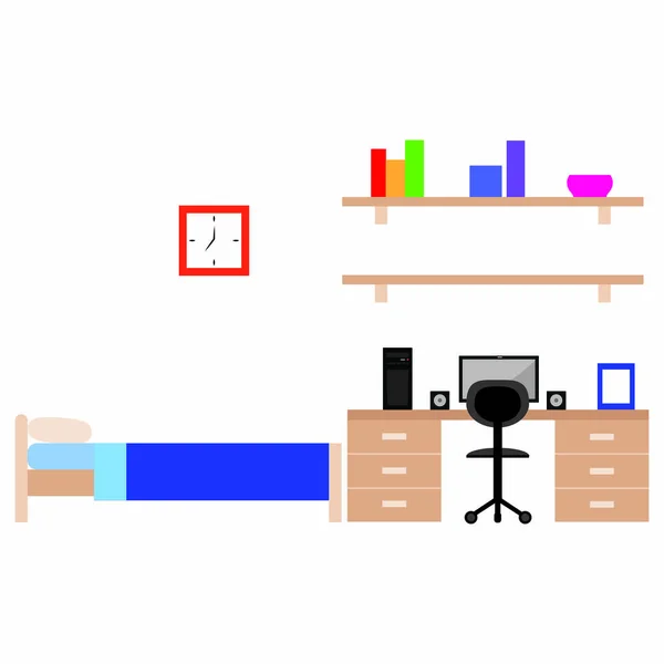 Student-studentenkamer — Stockvector