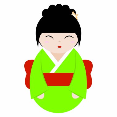 beyaz bir arka plan üzerinde soyut sevimli geyşa karakter