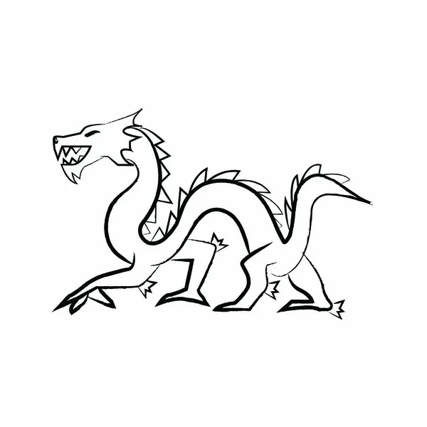 Outline draw dragon — Stock Vector