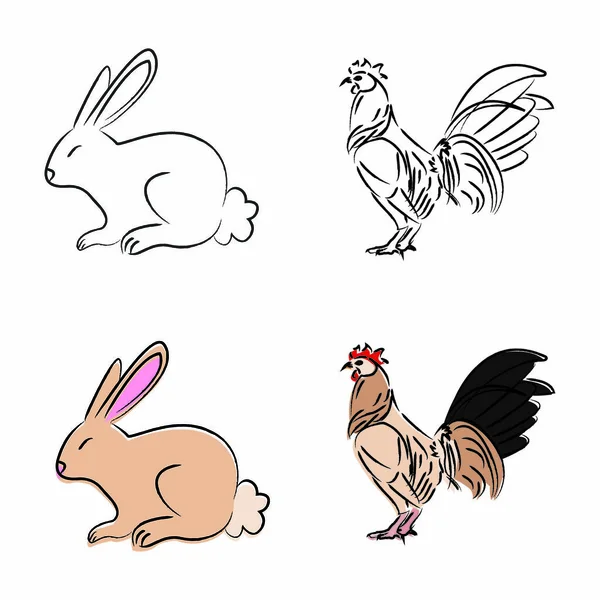 Outline disegnare gli animali — Vettoriale Stock