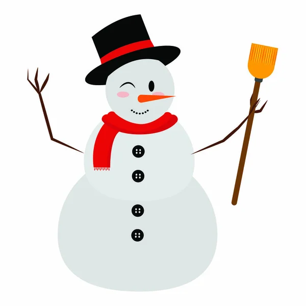 Schattig Snowman karakter — Stockvector