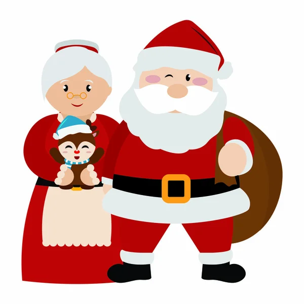 Bonitos Personagens Desenhos Animados Natal Design Ilustração Vetorial — Vetor de Stock