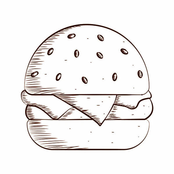 Délicieux contour de hamburger — Image vectorielle