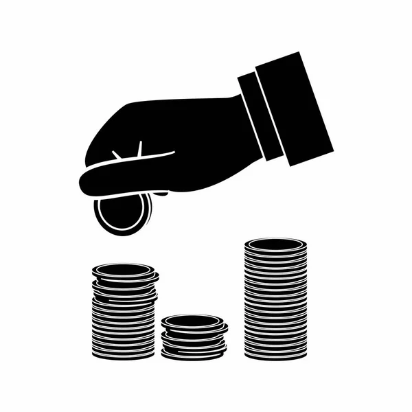 Ręka z monet — Wektor stockowy