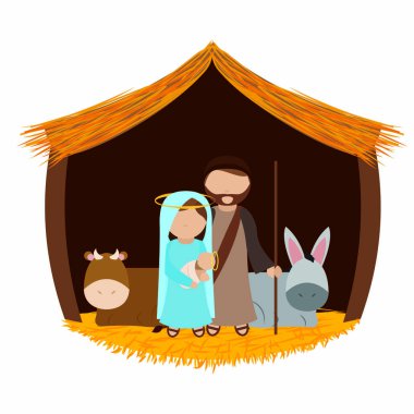 Mary ve joseph şirin bir yemlik, vektör çizim tasarım