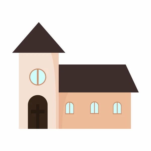Pandangan Depan Gereja Desain Ilustrasi Vektor - Stok Vektor