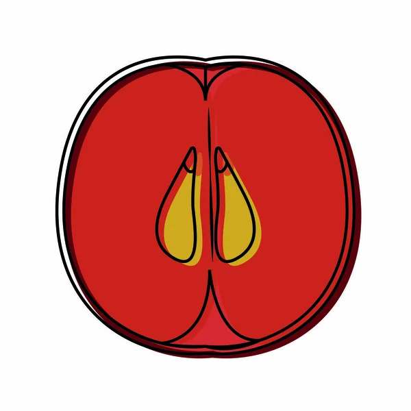 Isoliert geschnittener Apfel — Stockvektor