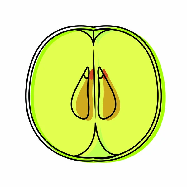 Isolerade skär äpple — Stock vektor