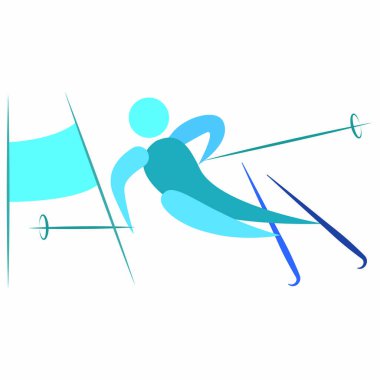 Soyut sevimli kayakçı