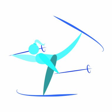 Soyut sevimli kayakçı