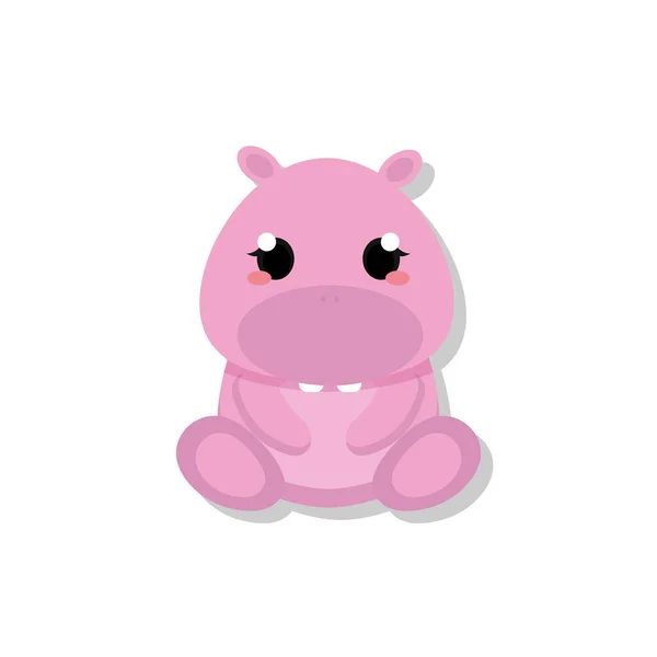 Isolé bébé mignon hippopotame — Image vectorielle