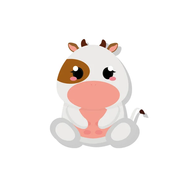 Isolé bébé vache mignonne — Image vectorielle