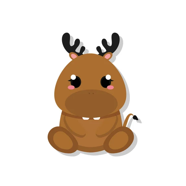 Isolated cute baby reindeer — Stock Vector