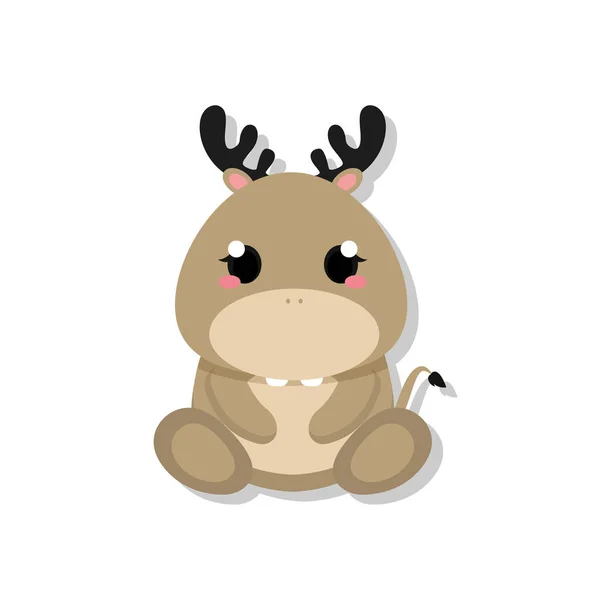 Isolated cute baby reindeer — Stock Vector
